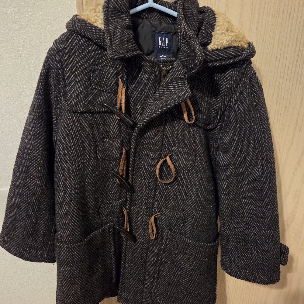 GAP Gray Herringbone Toggle Coat - Picture 2 of 5